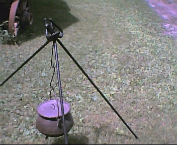 Chuckwagon Camprife Irons set up as a tripod