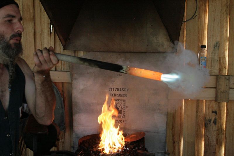 Blowing Galvanized Pipe.