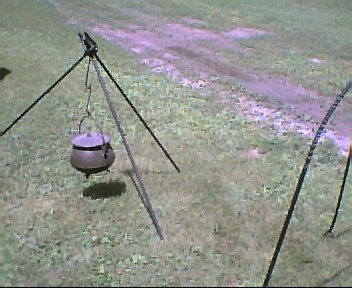 Chuckwagon Campfire irons set up as a tripod