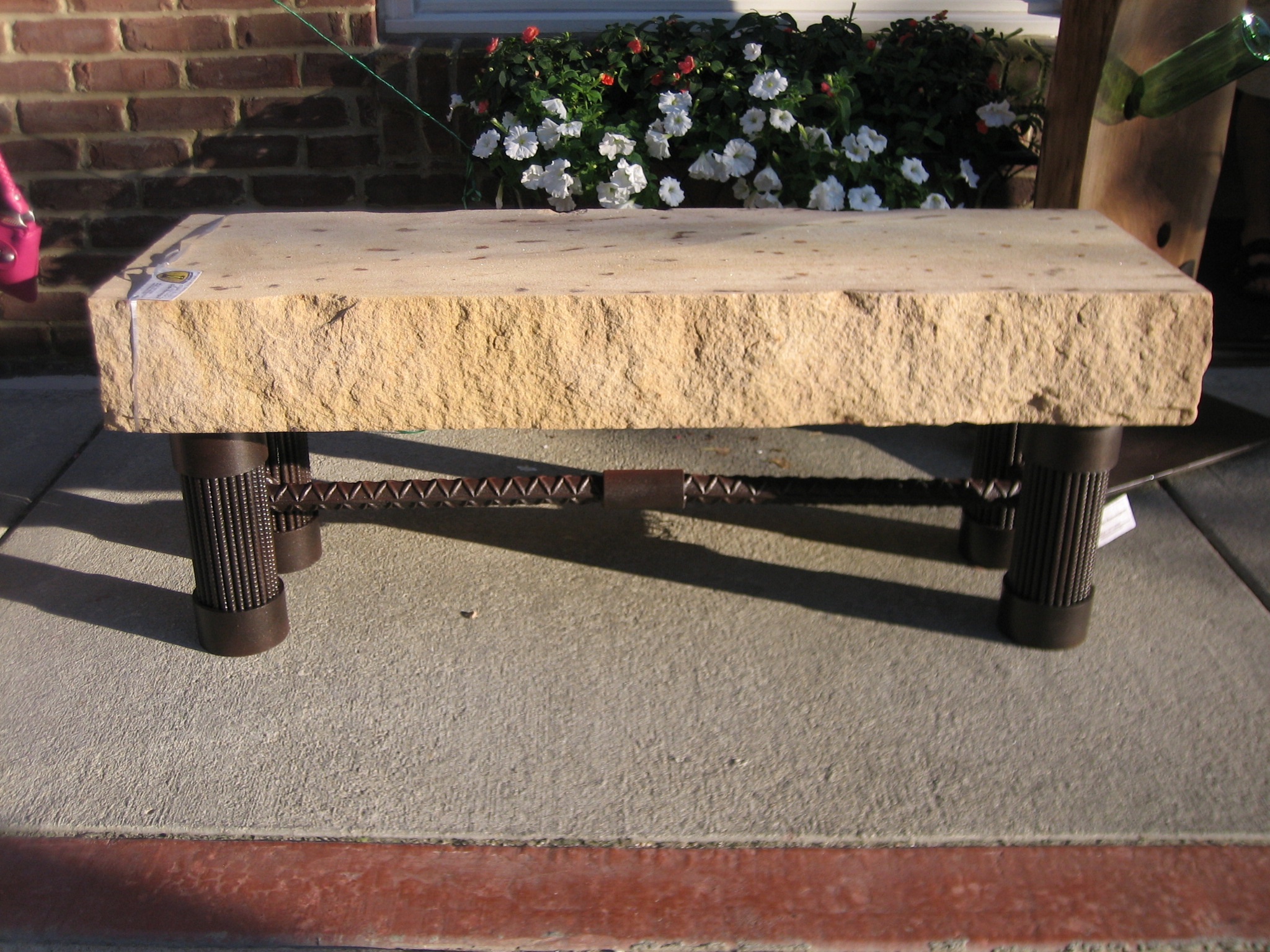 rebar and mansfield stone bench... love me some rebar
