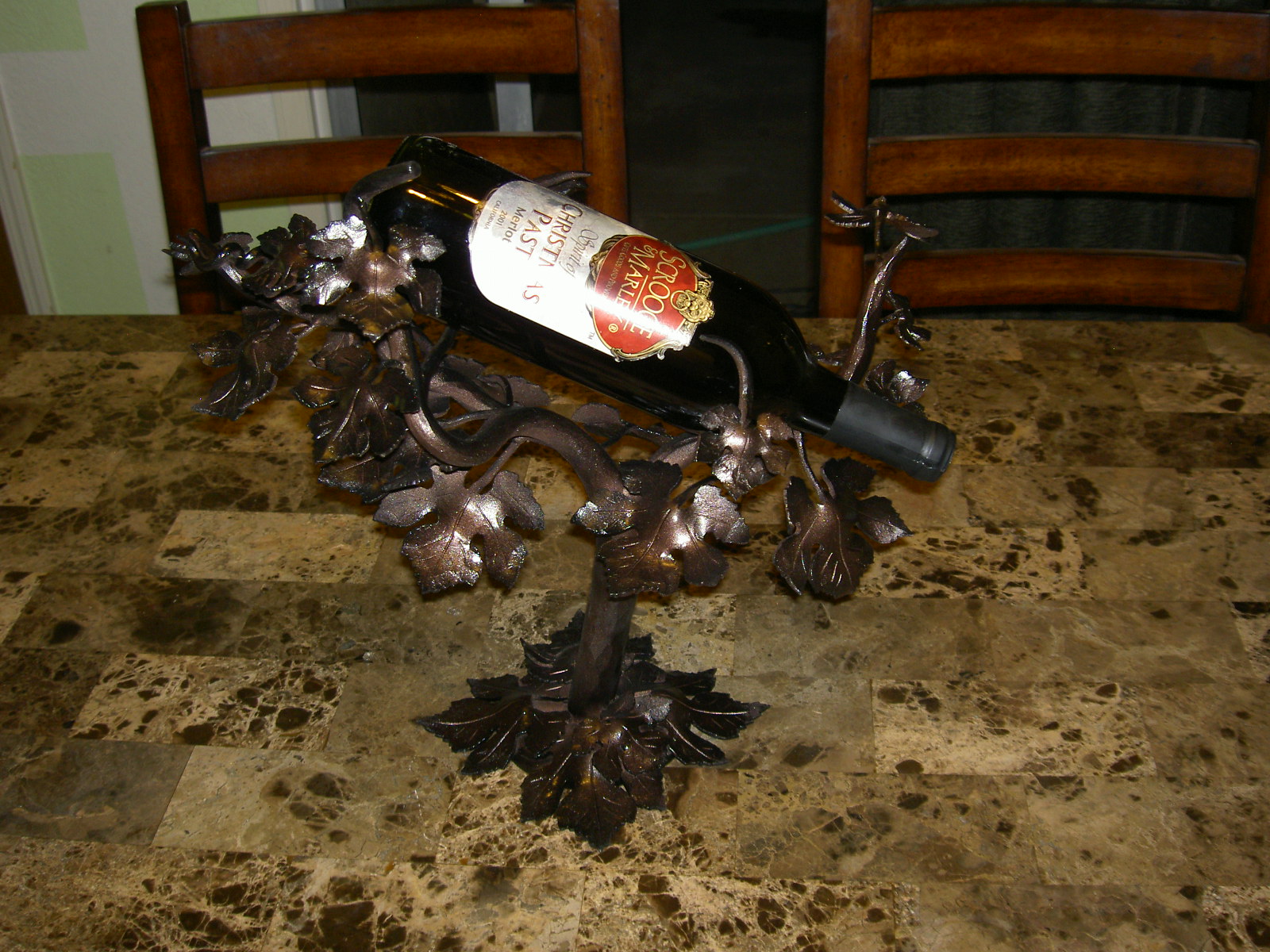 wine rack with bottle
