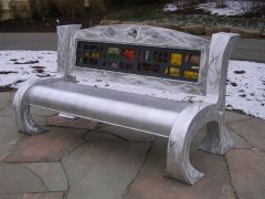 alum. &  stained glass bench