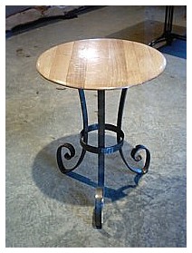Oak table with iron legs