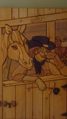 Cowboy and horse wooden painting