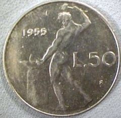 Italian 50 Lira coin
