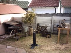 My backyard outdoor Blacksmithing area