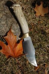 skinner from a forged file with whitetail antler handle