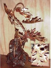 Copper Oak leaf sculpture