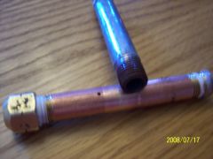 old gas flow pipe and new copper pipe