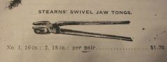 Ad for Stearn's swivel jaw tongs