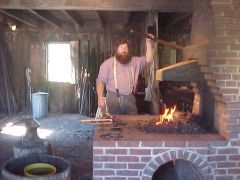 Reb at the forge at Union Mills