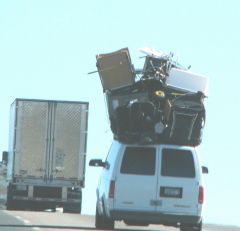 overloaded Van on I-40 in New Mexico