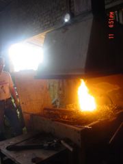 Heating an axle to make a hardy