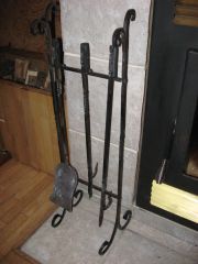 Fireplace tool rack.