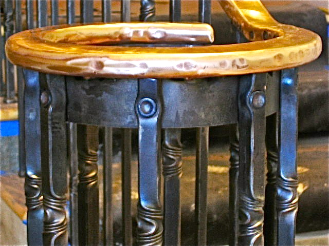 forged bronze railing   newel post